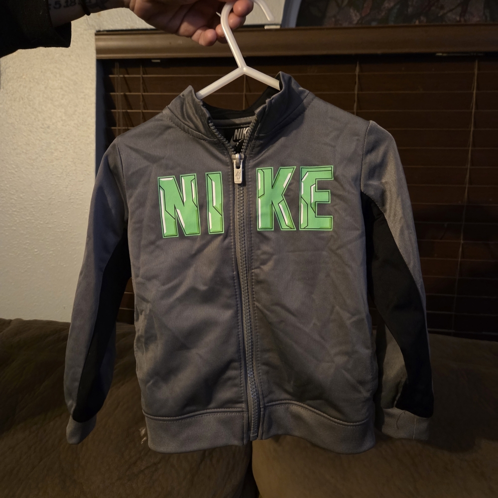 Nike Gray Jacket with Green Logo